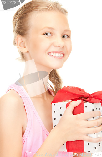 Image of happy girl with gift box
