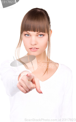 Image of businesswoman pointing her finger