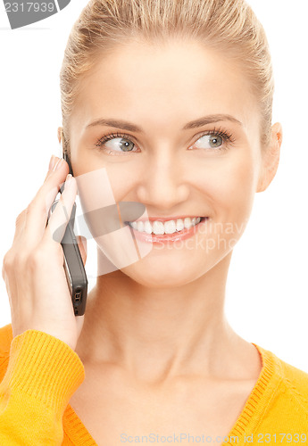 Image of happy woman with cell phone