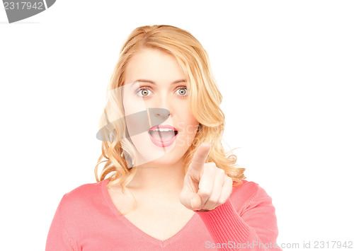 Image of businesswoman pointing her finger