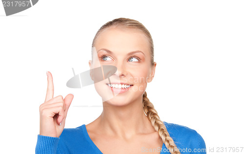 Image of woman with her finger up