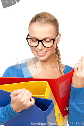 Image of businesswoman with folders