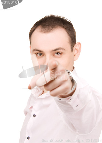 Image of businessman pointing his finger