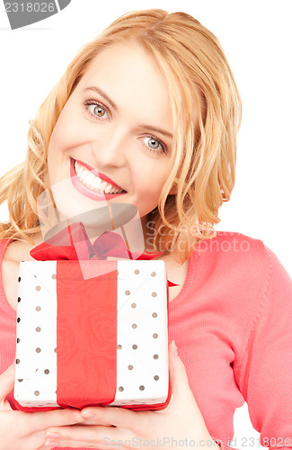Image of happy woman with gift box