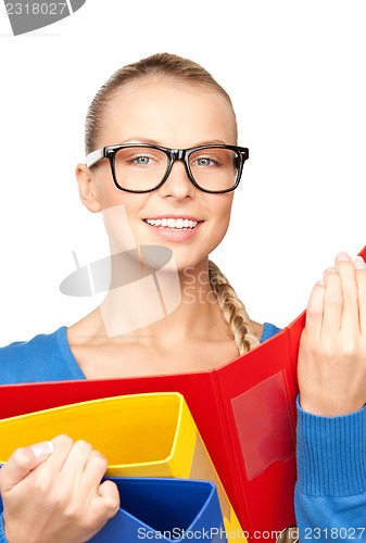 Image of businesswoman with folders