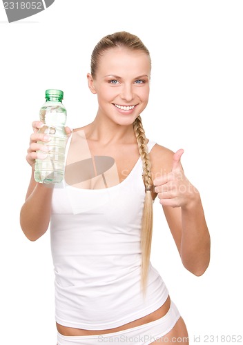 Image of beautiful woman with bottle of water