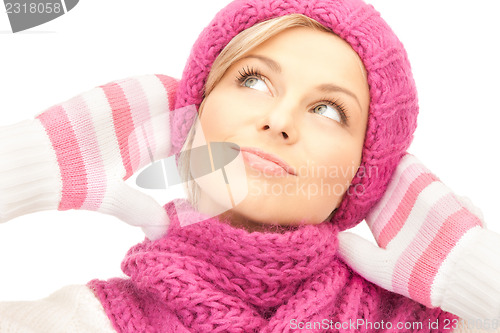 Image of beautiful woman in winter hat