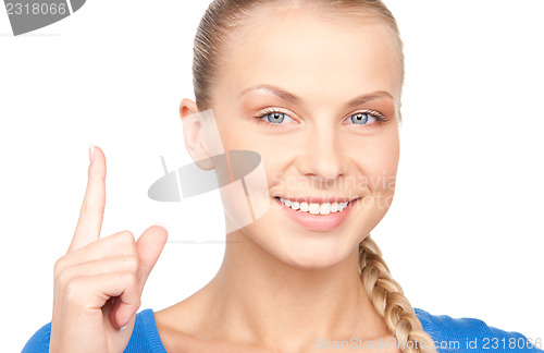 Image of woman with her finger up