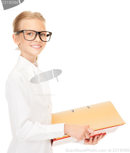 Image of elementary school student with folders