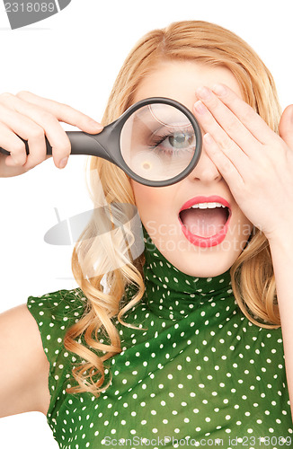 Image of woman with magnifying glass