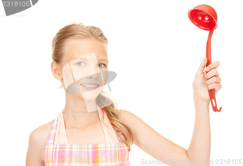 Image of little housewife with red ladle