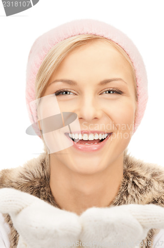 Image of beautiful woman in winter hat