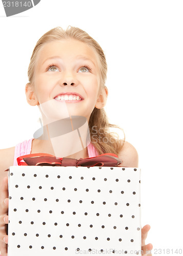 Image of happy girl with gift box