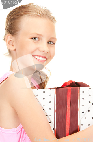 Image of happy girl with gift box