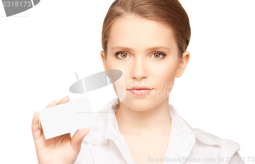 Image of woman with business card