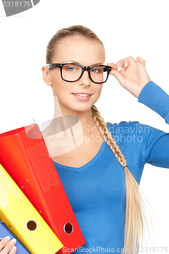 Image of businesswoman with folders