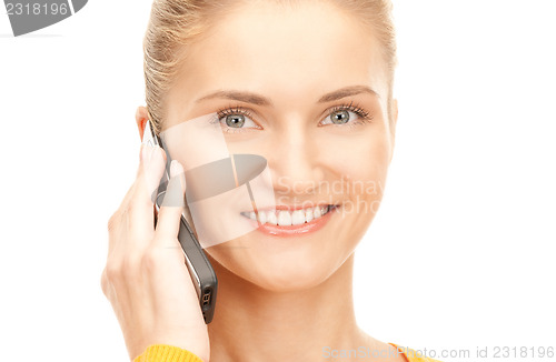 Image of happy woman with cell phone