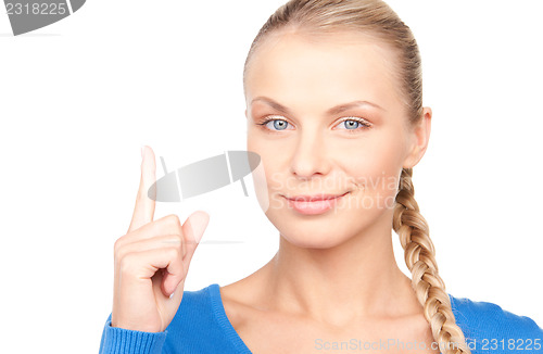 Image of woman with her finger up