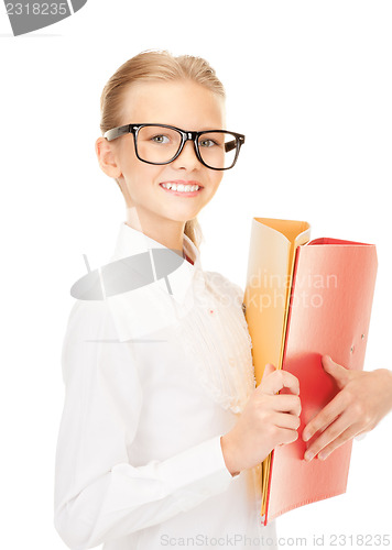 Image of elementary school student with folders