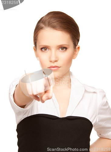 Image of businesswoman pointing her finger