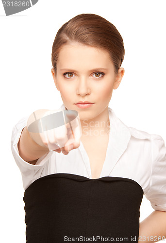 Image of businesswoman pointing her finger