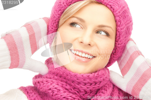 Image of beautiful woman in winter hat