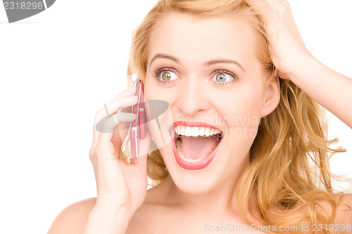 Image of happy woman with cell phone