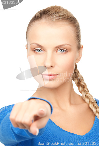 Image of businesswoman pointing her finger