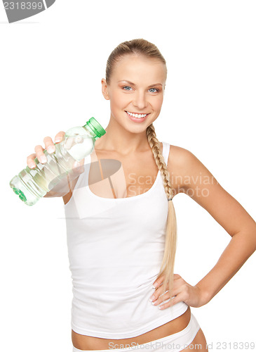 Image of beautiful woman with bottle of water