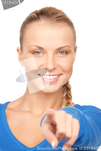 Image of businesswoman pointing her finger