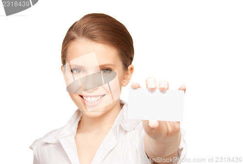 Image of woman with business card