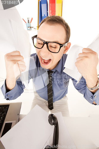 Image of funny picture of businessman in office