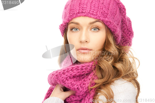 Image of beautiful woman in winter hat