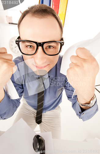 Image of funny picture of businessman in office