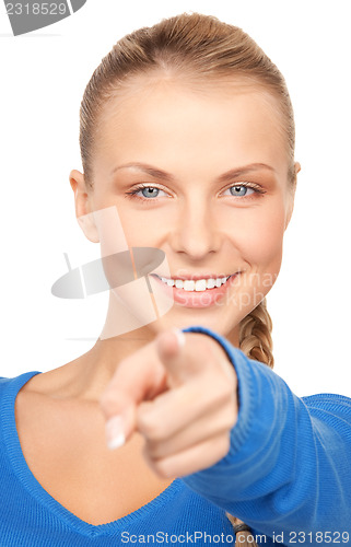 Image of businesswoman pointing her finger