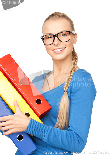 Image of businesswoman with folders