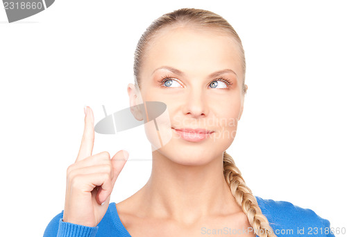 Image of woman with her finger up