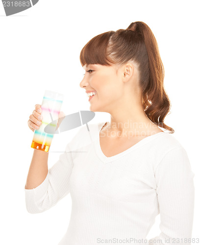 Image of lovely woman with glass of milk