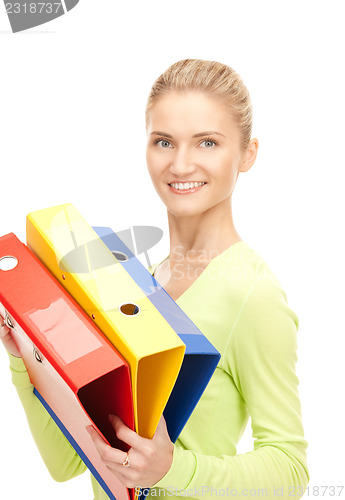 Image of businesswoman with folders