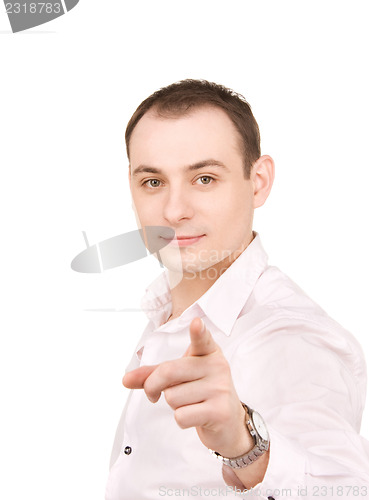 Image of businessman pointing his finger