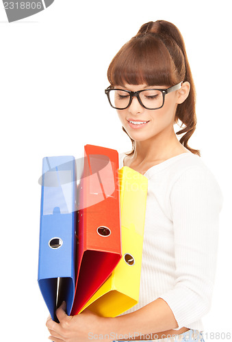 Image of businesswoman with folders