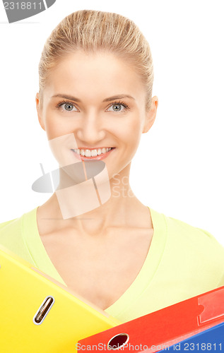 Image of businesswoman with folders