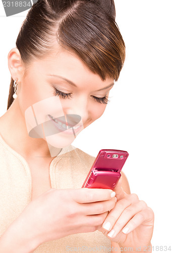 Image of happy woman with cell phone