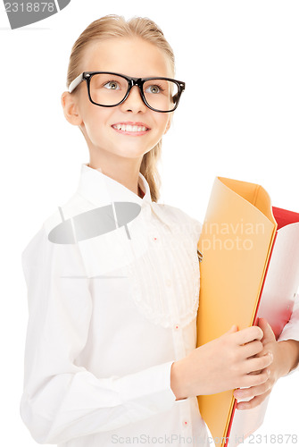 Image of elementary school student with folders