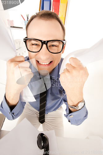 Image of funny picture of businessman in office