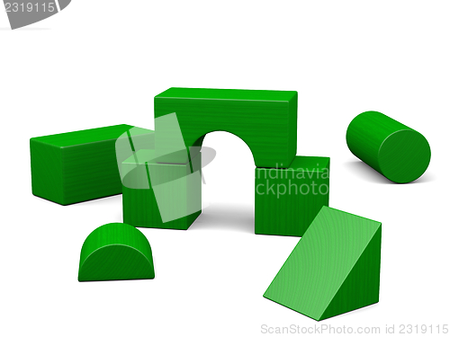 Image of Green wooden blocks