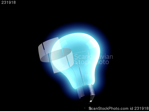 Image of Illuminated blue bulb