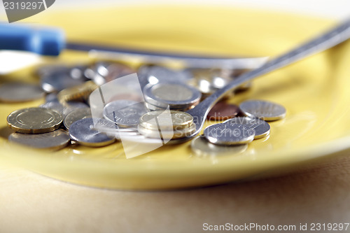 Image of Euro coins in a plate