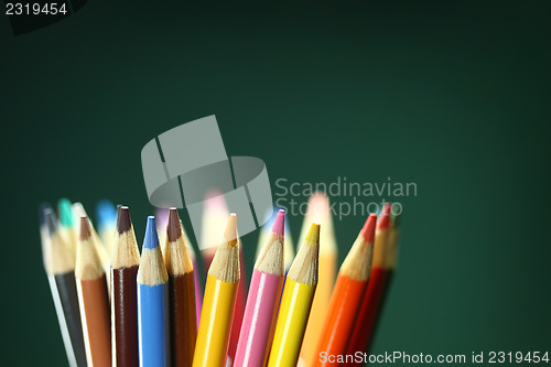 Image of School Colored Pencils With Extreme Depth of Field