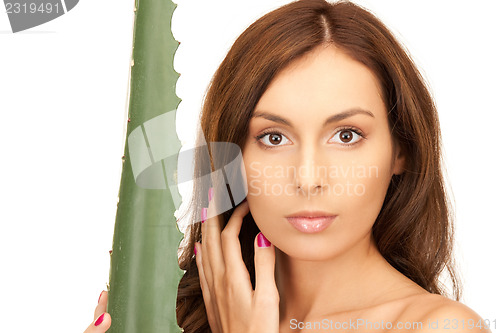 Image of lovely woman with aloe vera